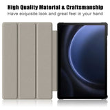 Samsung Galaxy Tab S9 FE + (pluss) Tri-Fold Leather Flip Cover m. Stativfunksjon - Grønn