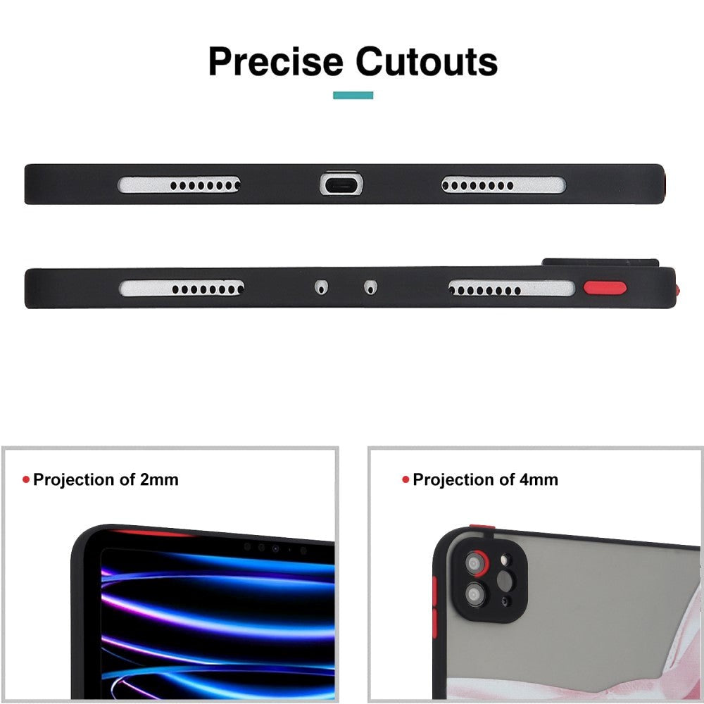 iPad Pro 11" (2022 / 2021 / 2020) fleksibelt bakdeksel - Matt gjennomsiktig / rosa sommerfugl