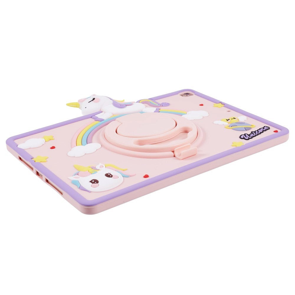iPad 10,2" (2021 / 2020 / 2019) / iPad Pro 10,5" / iPad Air (2019) Bakdeksel for barn m. Stativ og tegneserie - Rosa