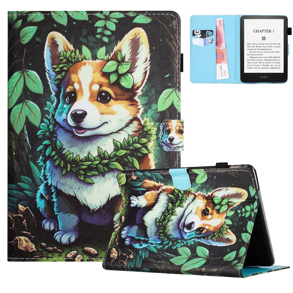 Amazon Kindle 11th Generation (2022) Leather Flip Cover m. Stativ og kortholder - Corgi
