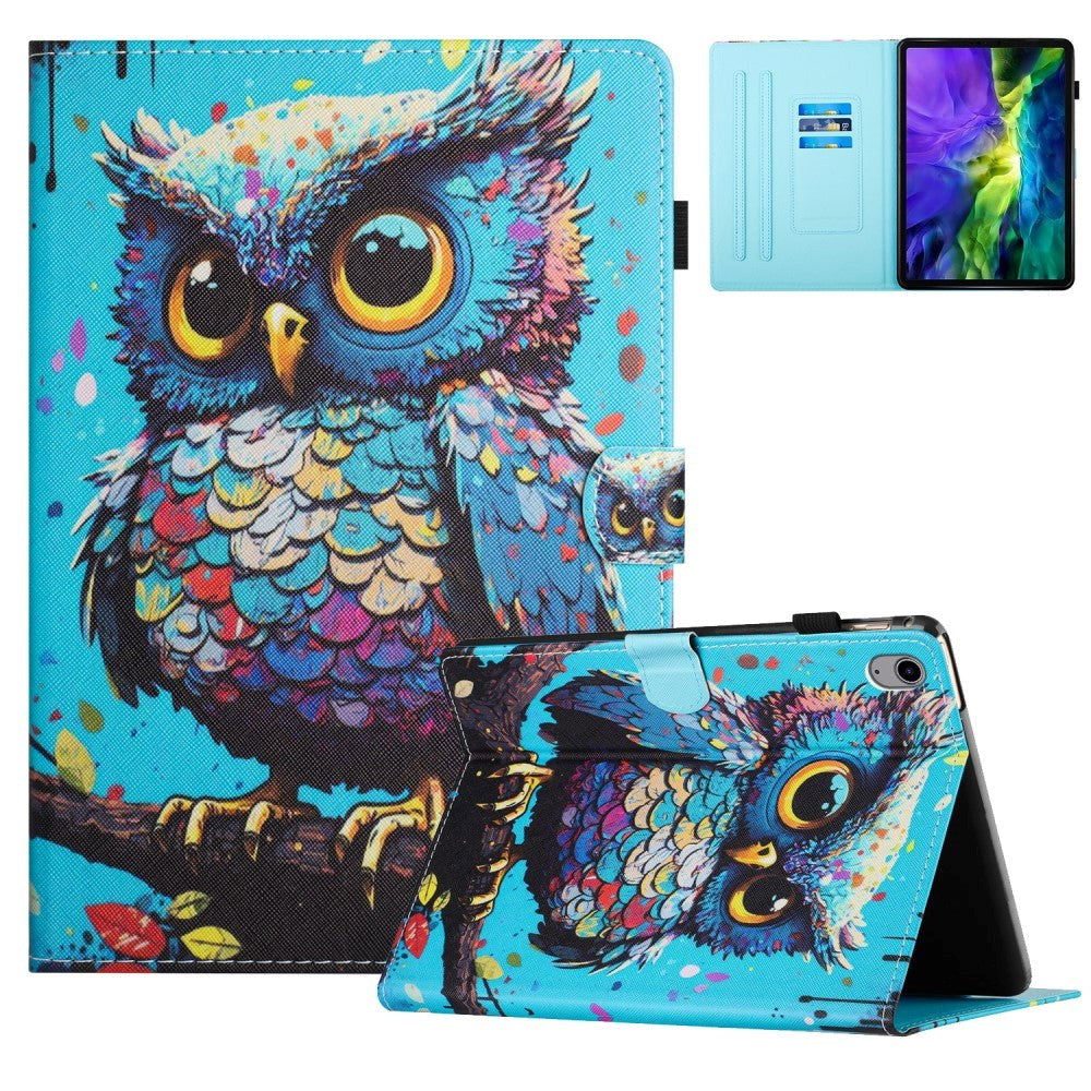 iPad 11" (2025) / iPad 10,9" (2024/2022) Leather Flip Cover m. Stativ &amp; kortholder - Ugle