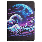 iPad 11" (2025) / iPad 10,9" (2024/2022) Leather Flip Cover m. Stativ og kortholder - Waves