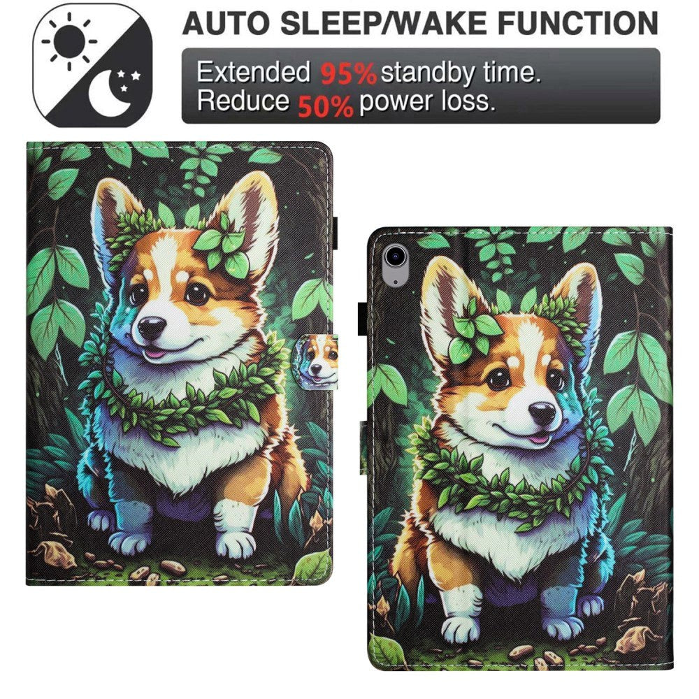 iPad 11" (2025) / iPad 10.9" (2024/2022) Læder Flip Cover m. Ståfunktion & Kortholder - Corgi