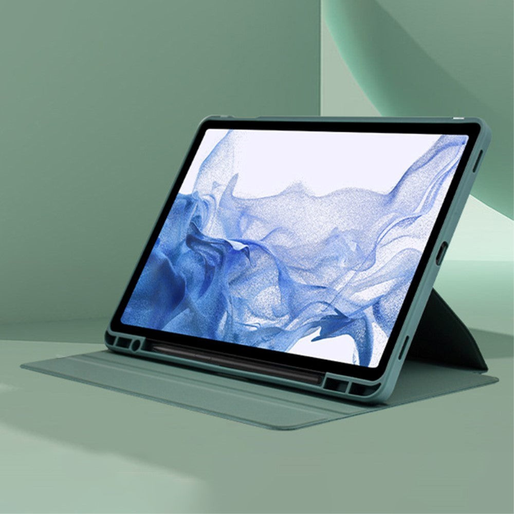 Samsung Galaxy Tab S9+ (Plus) / S9 FE+ (Plus) Hybrid Flip-deksel m. Penneholder - Svart / Gjennomsiktig