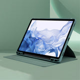 Samsung Galaxy Tab S9+ (Plus) / S9 FE+ (Plus) Hybrid Flip-deksel m. Penneholder - Svart / Gjennomsiktig