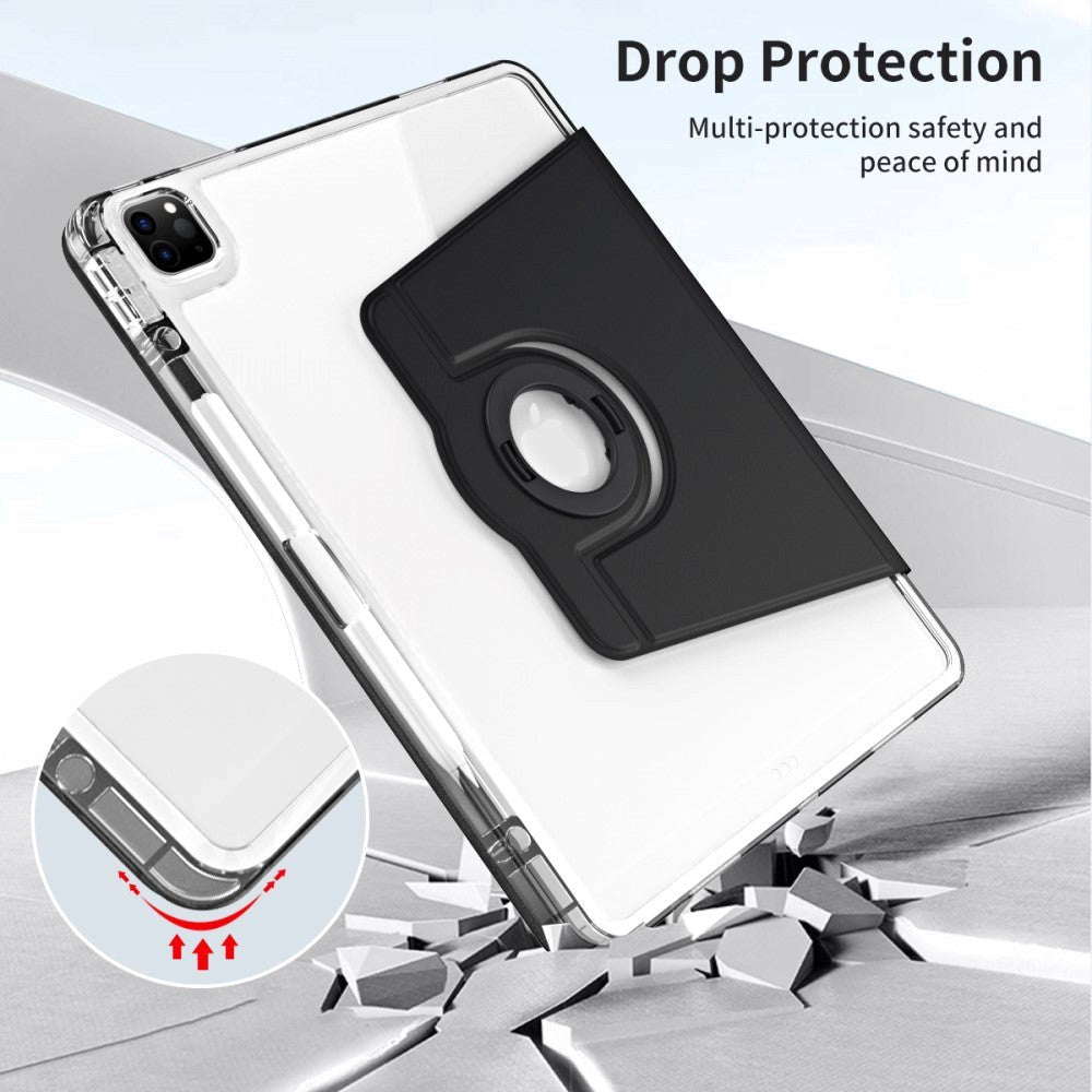 iPad Pro 12,9" (2022 / 2021 / 2020 / 2018) 2-i-1 Hybrid Flip-deksel med pennholder og kameralinsebeskytter - svart / gjennomsiktig