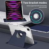 iPad Pro 12,9" (2022 / 2021 / 2020 / 2018) 2-i-1 Hybrid Flip-deksel med pennholder og kameralinsebeskytter - blå / gjennomsiktig