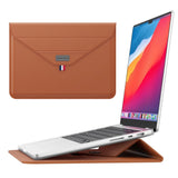Laptop / MacBook Sleeve 13-14" (32 x 24 cm) m. Tri-fold Ståfunktion - Brun