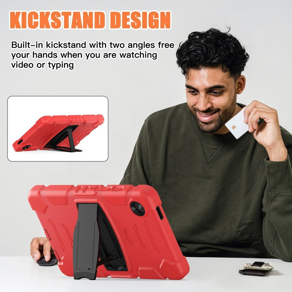 Samsung Galaxy Tab A9 Craftsman Bakdeksel m. Stativ - Rød / Svart