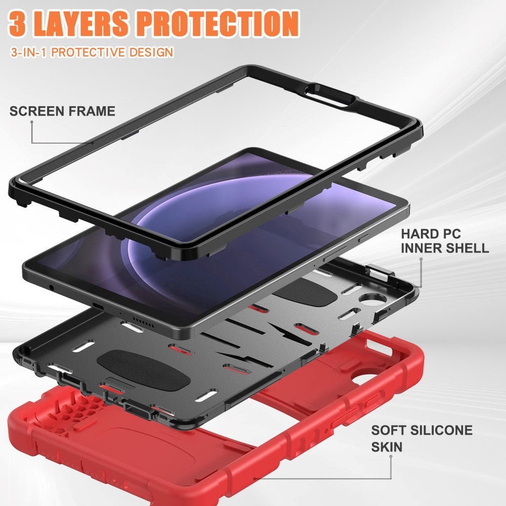 Samsung Galaxy Tab A9 Craftsman Bakdeksel m. Stativ - Rød / Svart