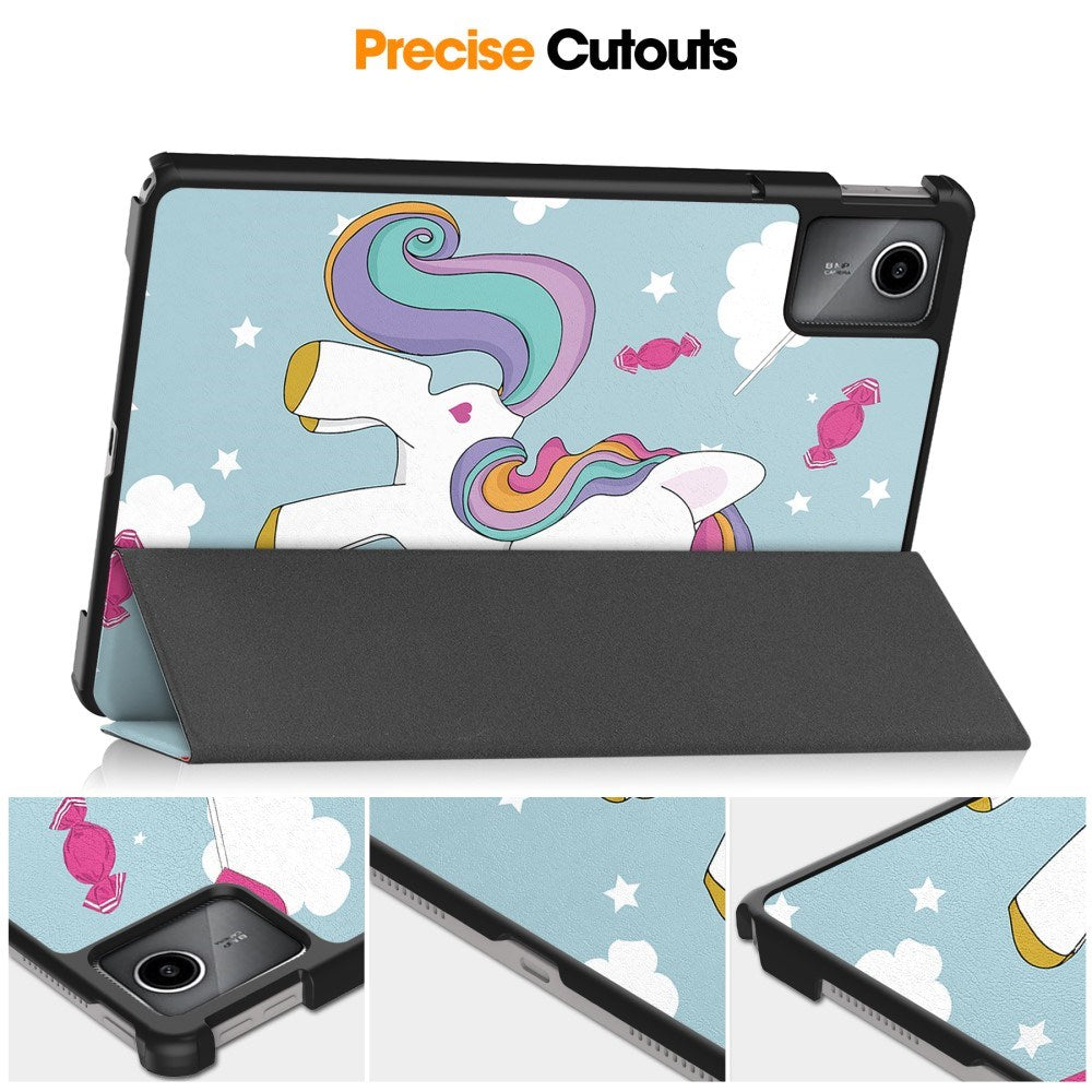 EIDERWOOD Lenovo Tab M11 Tri-Fold flip-deksel i kunstskinn m. Søvnfunksjon - Unicorn