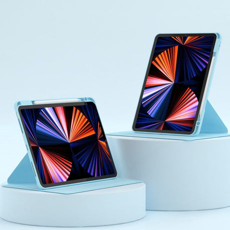 iPad Air 10,9-11" (2025-2020) / Pro 11" (2022-2018) Hybrid Flip-deksel m. Penneholder og kameralinsebeskytter - blå / gjennomsiktig