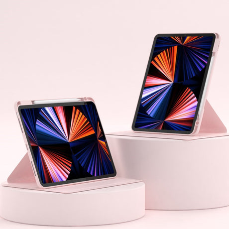 iPad Air 10,9-11" (2025-2020) / Pro 11" (2022-2018) Hybrid Flip-deksel m. Penneholder og kameralinsebeskytter - Rosa / Gjennomsiktig