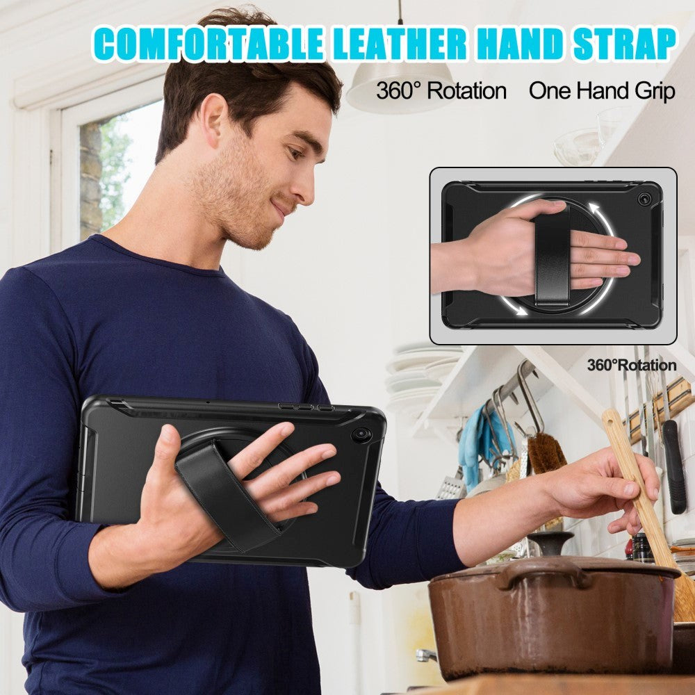 Samsung Galaxy Tab A9+ (Plus) Craftsman Bakdeksel m. Håndholder &amp; Stativ - Svart