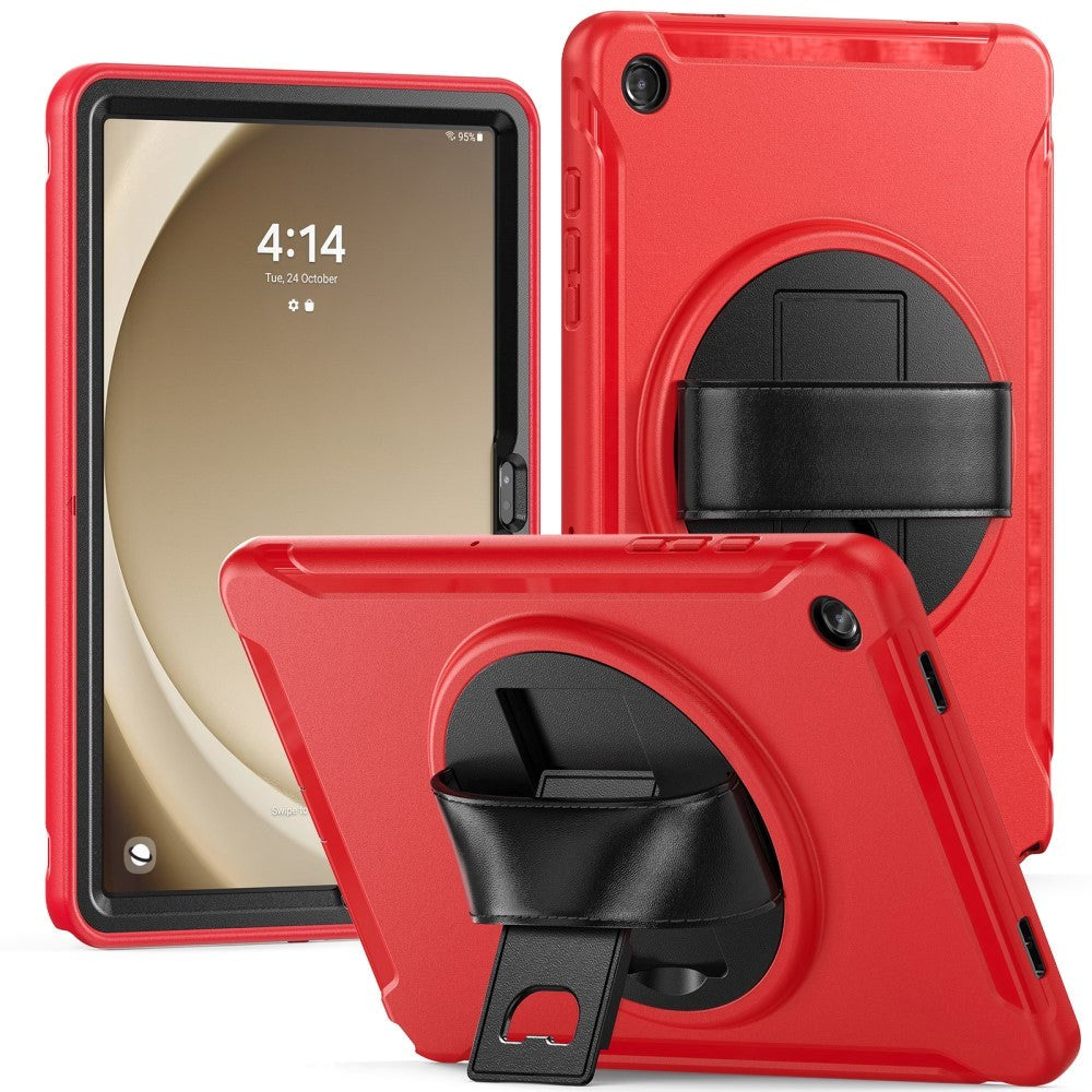Samsung Galaxy Tab A9+ (Plus) Craftsman Bakdeksel m. Håndholder &amp; Stativ - Rød