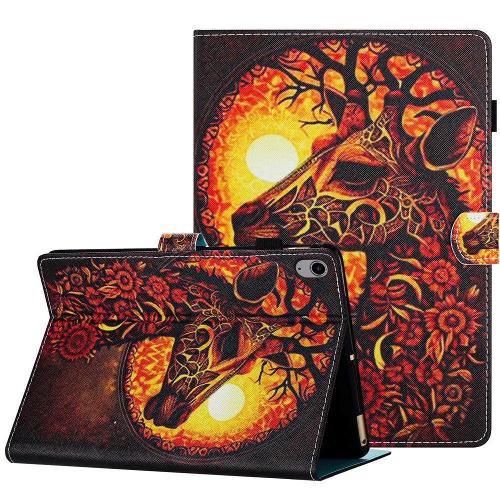 iPad 11" (2025) / iPad 10,9" (2024/2022) Leather Flip Cover m. Stativ og kortholder - Giraffe