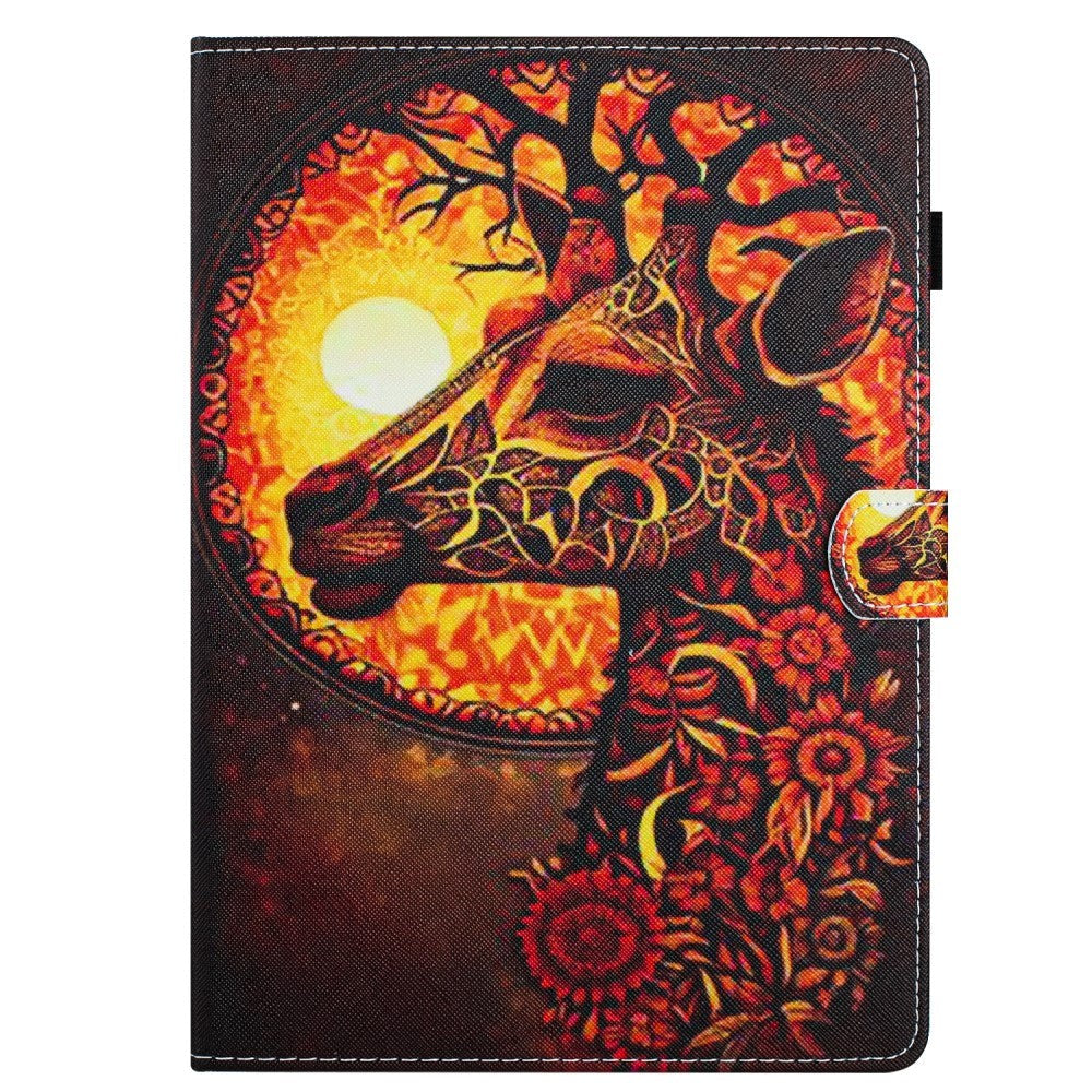 iPad 11" (2025) / iPad 10,9" (2024/2022) Leather Flip Cover m. Stativ og kortholder - Giraffe