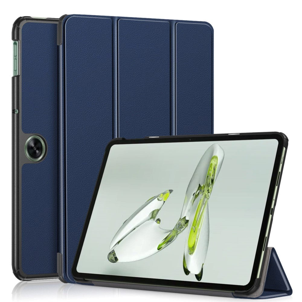 OnePlus Pad Go Tri-Fold Leather Flip Cover m. Stativfunksjon - Blå