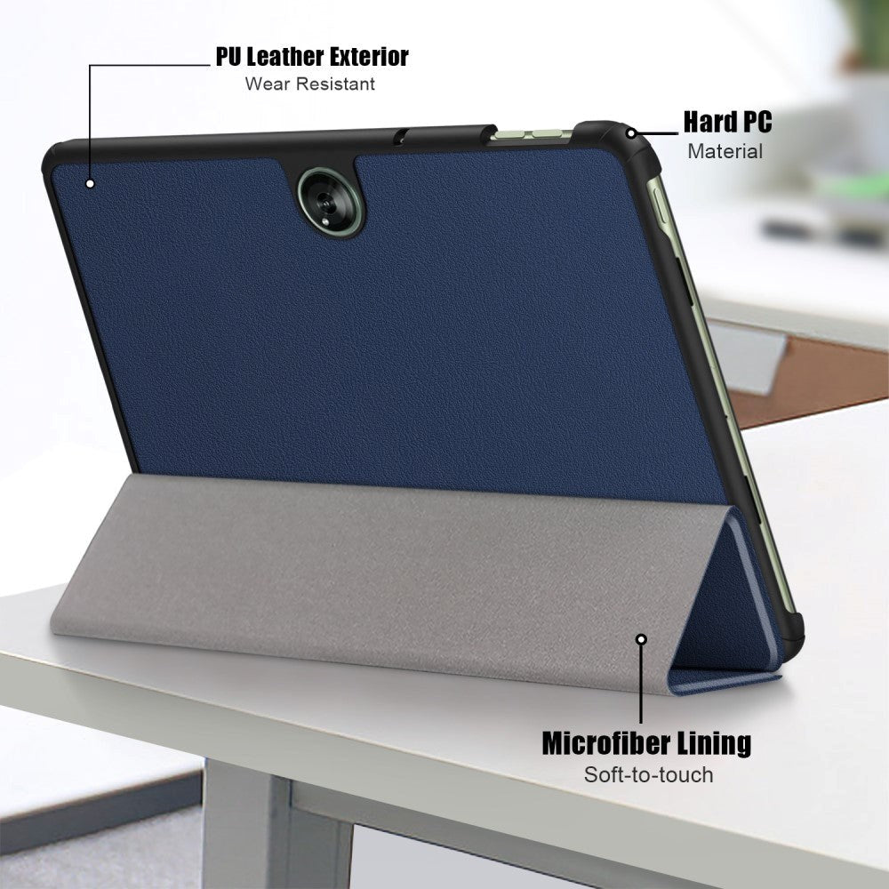 OnePlus Pad Go Tri-Fold Leather Flip Cover m. Stativfunksjon - Blå