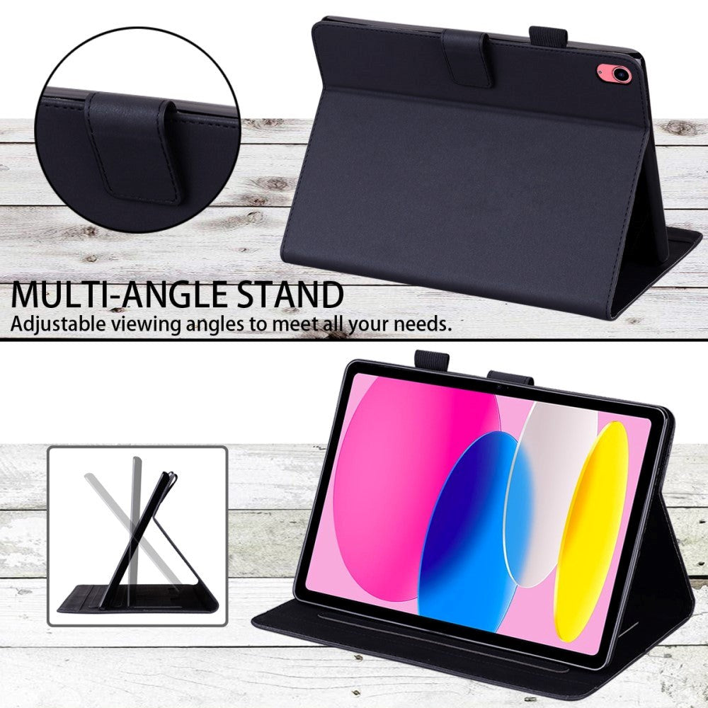 iPad 11" (2025) / iPad 10,9" (2024/2022) Leather Flip Cover m. Dyremotiv - Sort 