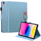 iPad 11" (2025) / iPad 10,9" (2024/2022) Leather Flip Cover m. Dyremotiv - Blå 