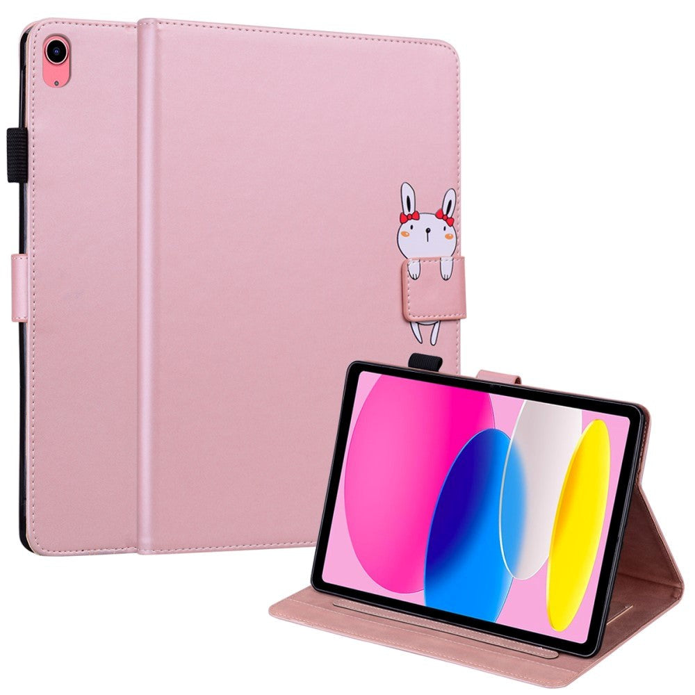 iPad 11" (2025) / iPad 10,9" (2024/2022) Leather Flip Cover m. Dyremotiv - Rosa 