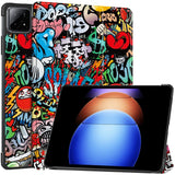 EIDERWOOD Xiaomi Pad 6S Pro Tri-Fold Faux Leather Flip Cover m. Søvnfunksjon - Graffiti