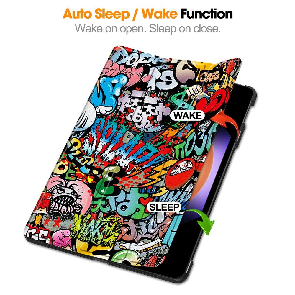 EIDERWOOD Xiaomi Pad 6S Pro Tri-Fold Faux Leather Flip Cover m. Søvnfunksjon - Graffiti