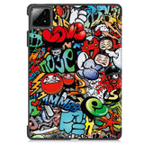 EIDERWOOD Xiaomi Pad 6S Pro Tri-Fold Faux Leather Flip Cover m. Søvnfunksjon - Graffiti