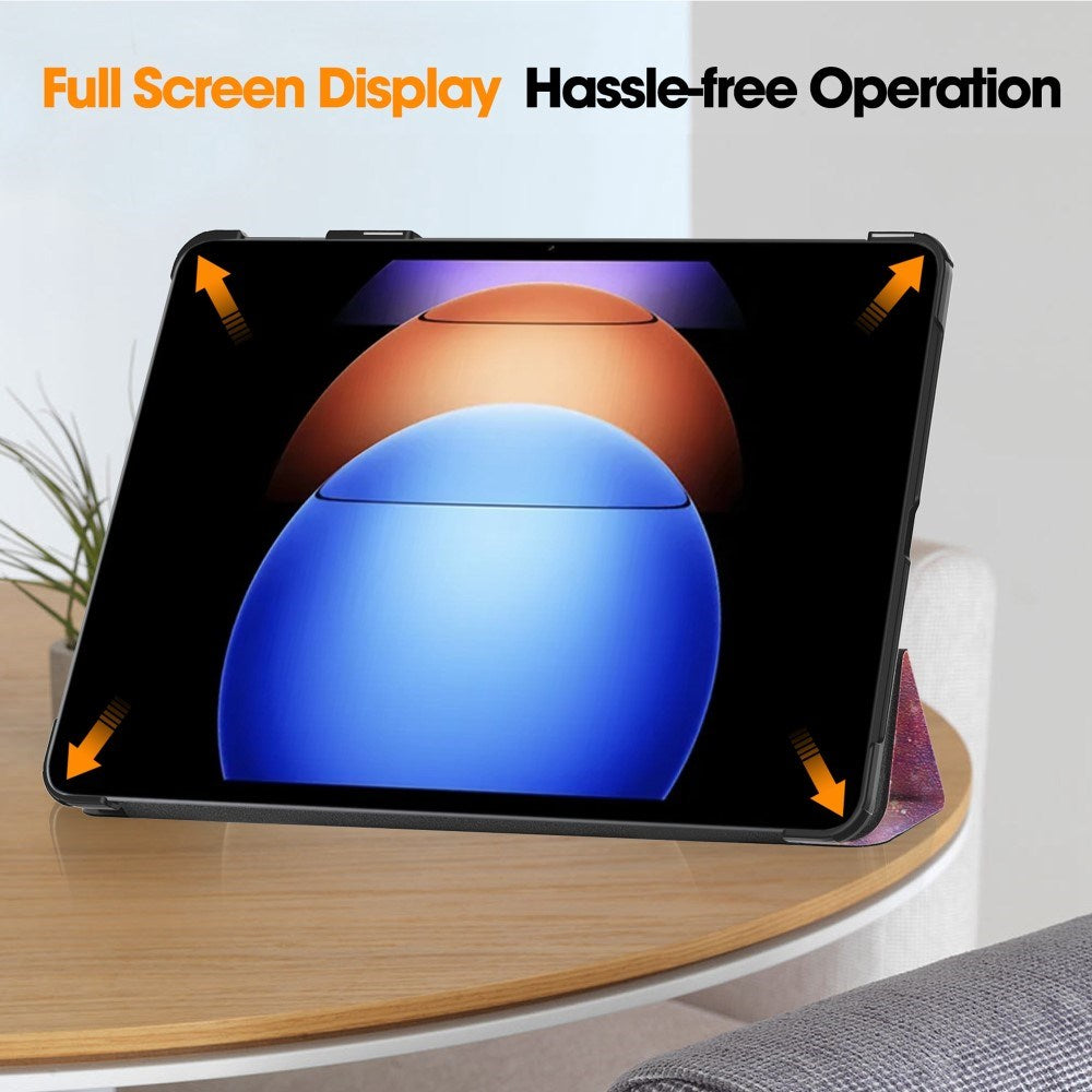 EIDERWOOD Xiaomi Pad 6S Pro Tri-Fold Faux Leather Flip Cover m. Søvnfunksjon - Galaxy