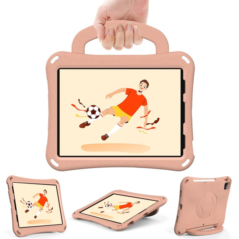 EIDERWOOD iPad Air 10,9" (2022 / 2020) / Pro 11" (2024-2018) Barnedeksel - Fotball - Stativ og håndtak - Coral