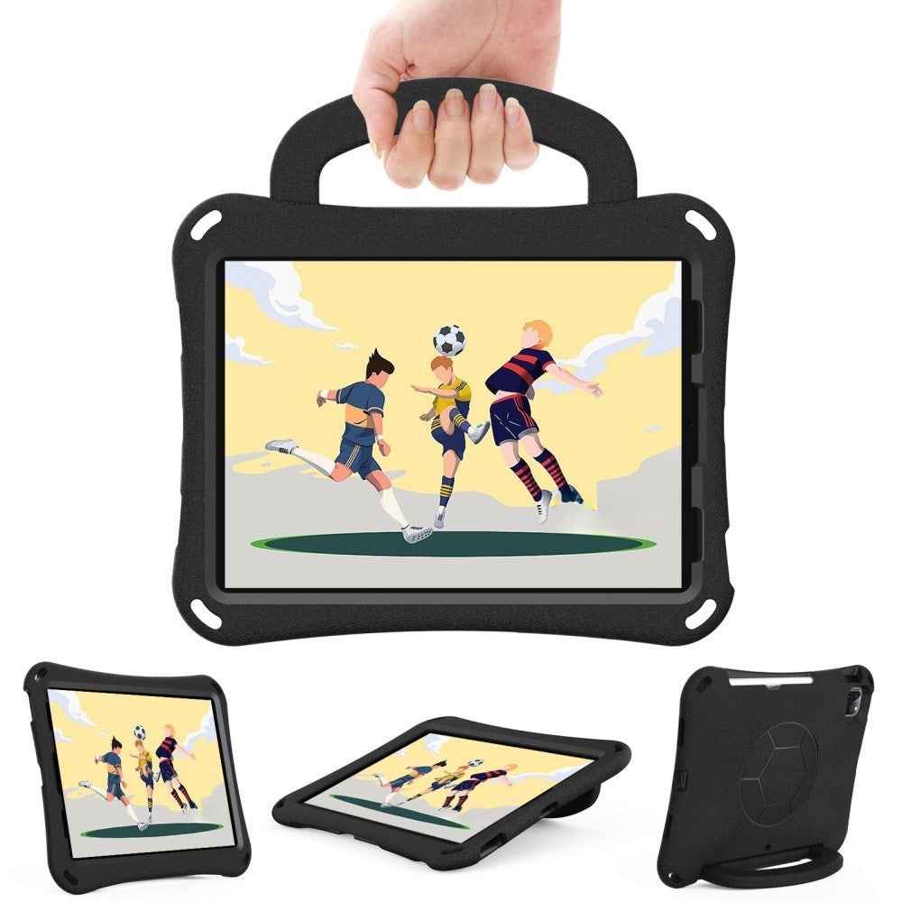 EIDERWOOD iPad Air 10,9" (2022 / 2020) / Pro 11" (2024-2018) Barnedeksel - Fotball - Stativ og håndtak - Svart