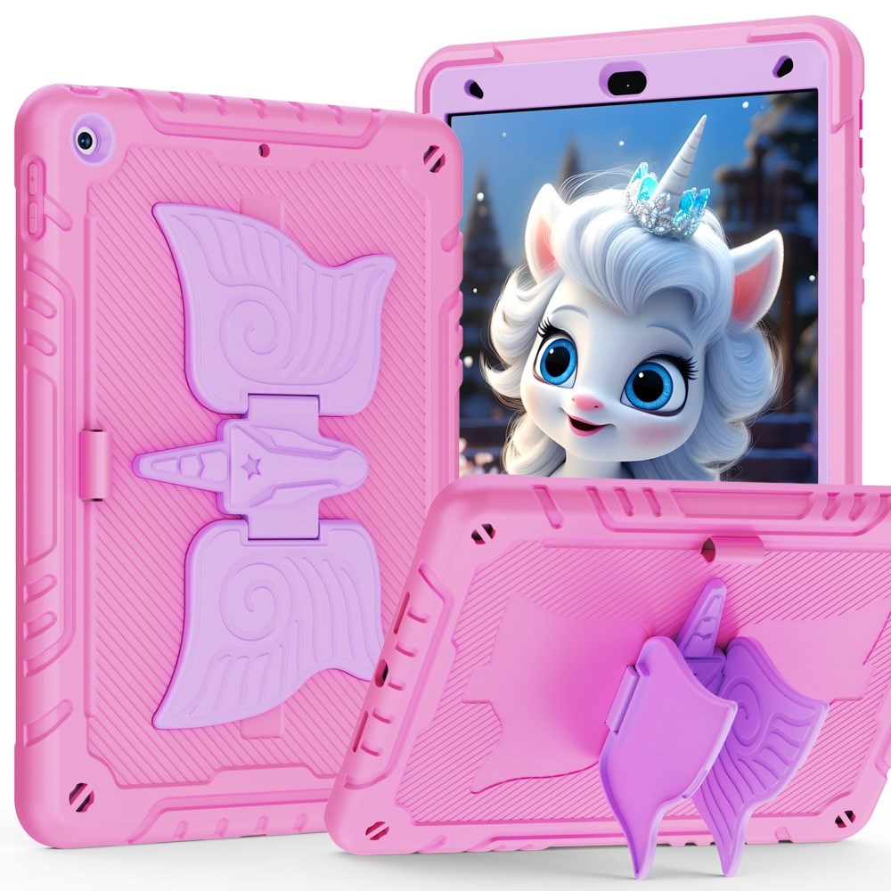 EIDERWOOD iPad 10,2" (2021 / 2020 / 2019) Unicorn Kickstand Kids Case - Rosa / Lilla