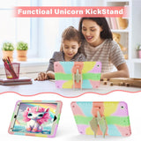 EIDERWOOD iPad 10,2" (2021 / 2020 / 2019) Unicorn Kickstand Kids Case - Rainbow / Beige