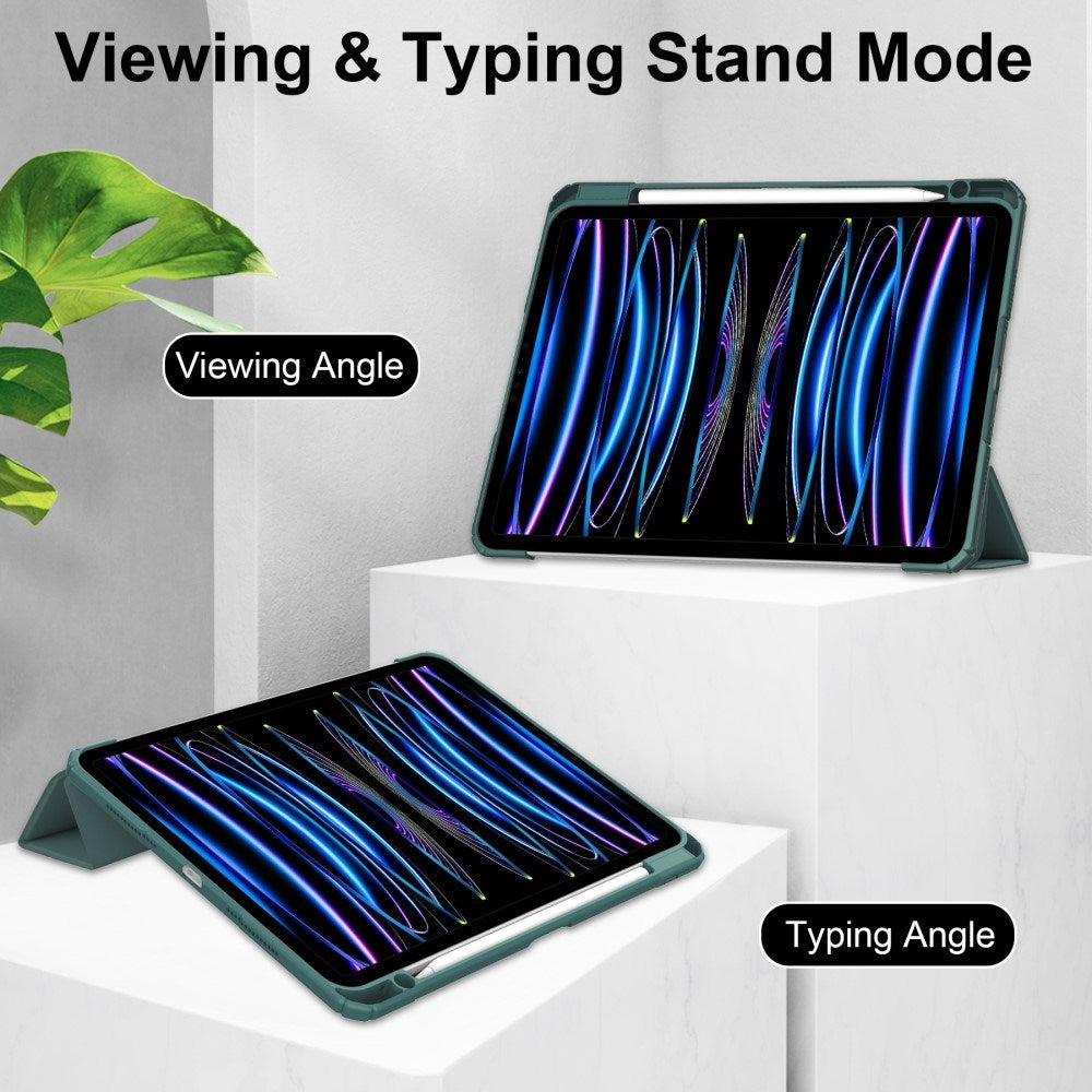 EIDERWOOD iPad Pro 11" (2025 / 2024) Hybrid Flip Cover m. Pen Holder - Grøn & Gennemsigtig