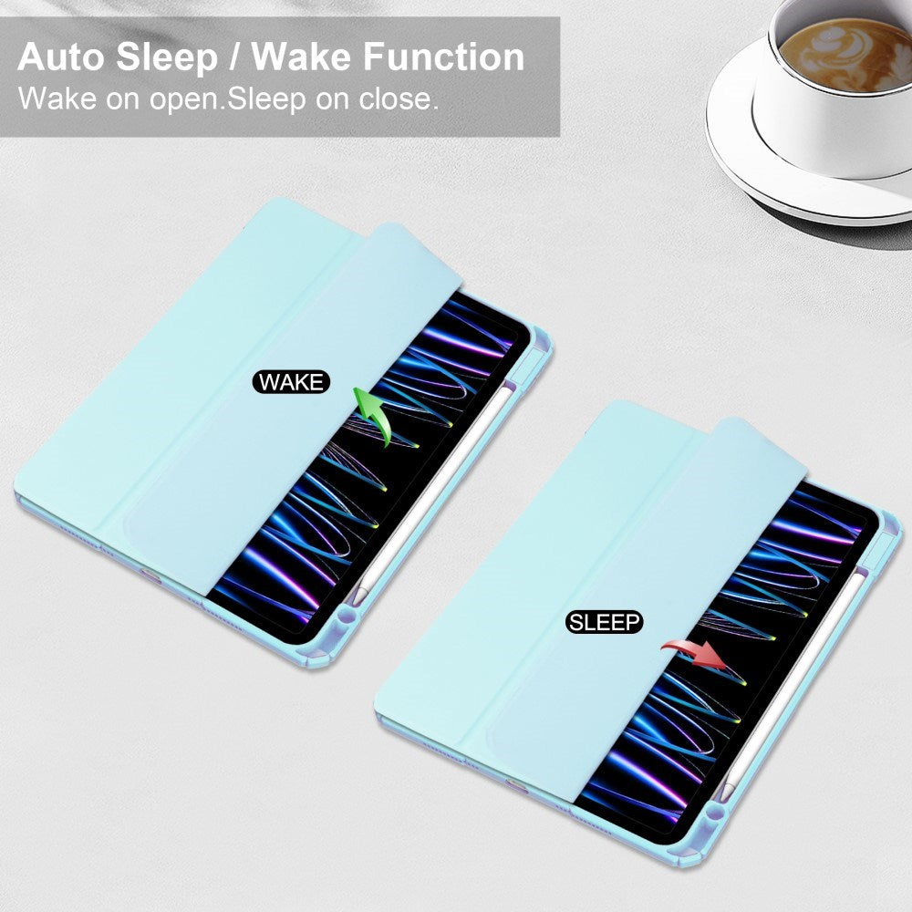 EIDERWOOD iPad Pro 11 (2024) Hybrid Flip Cover m. Penneholder - Lyseblå og gjennomsiktig