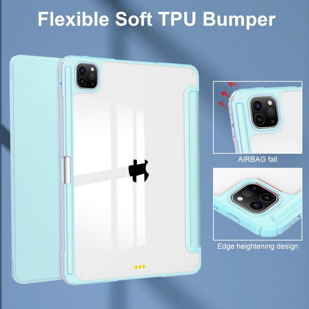 EIDERWOOD iPad Pro 11 (2024) Hybrid Flip Cover m. Penneholder - Lyseblå og gjennomsiktig