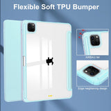 EIDERWOOD iPad Pro 11 (2024) Hybrid Flip Cover m. Penneholder - Lyseblå og gjennomsiktig