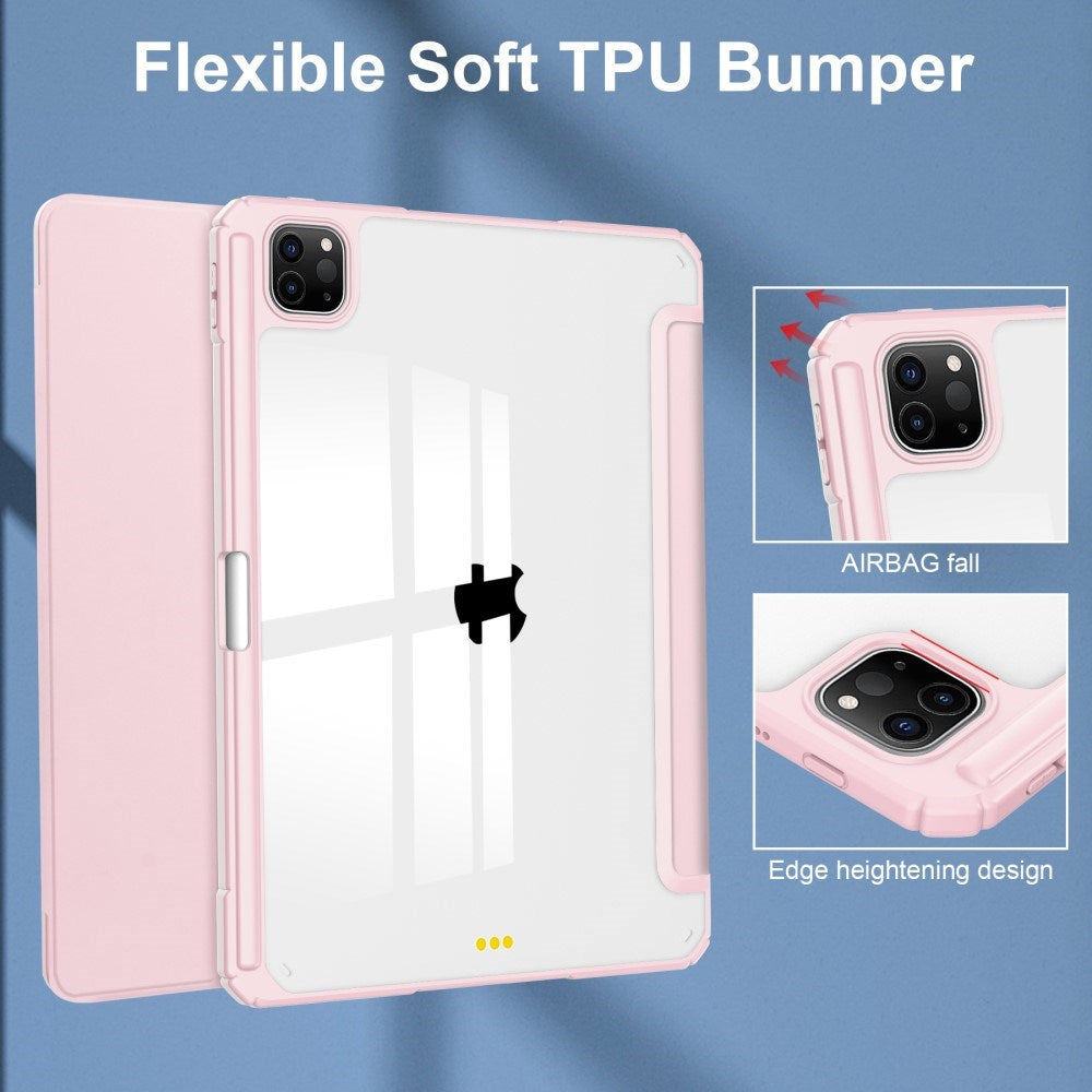 EIDERWOOD iPad Pro 11" (2025 / 2024) Hybrid Flip Cover m. Pen Holder - Pink & Gennemsigtig