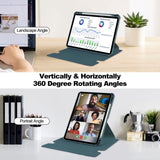 EIDERWOOD iPad Pro 11" (2024) Hybrid Flip-deksel med roterende stativfunksjon - Gjennomsiktig / Grønn