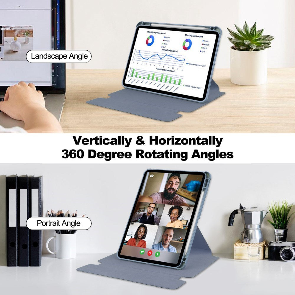 EIDERWOOD iPad Pro 11" (2024) Hybrid Flip-deksel med roterende stativfunksjon - gjennomsiktig / lilla