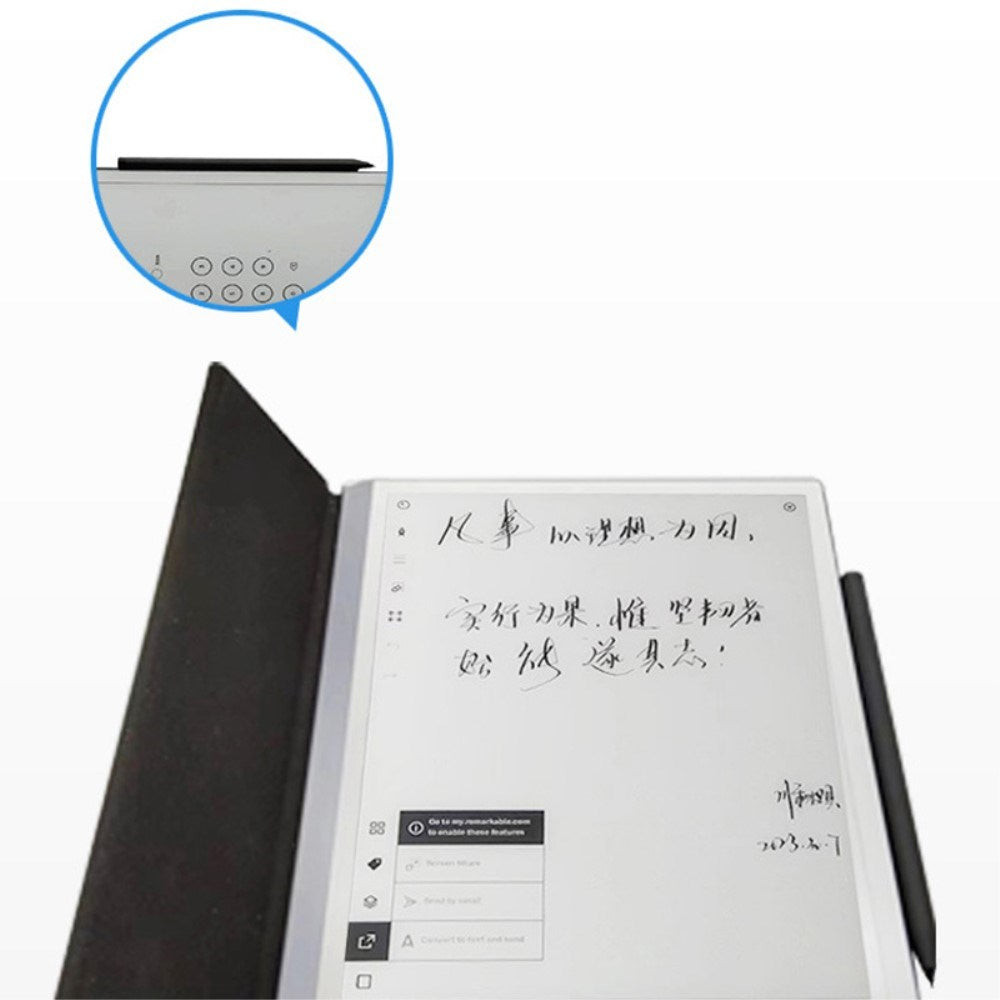 EIDERWOOD ReMarkable 2 Magnetic Vegan Leather Flip Cover - Stativfunksjon og Stylus Penneholder - Svart