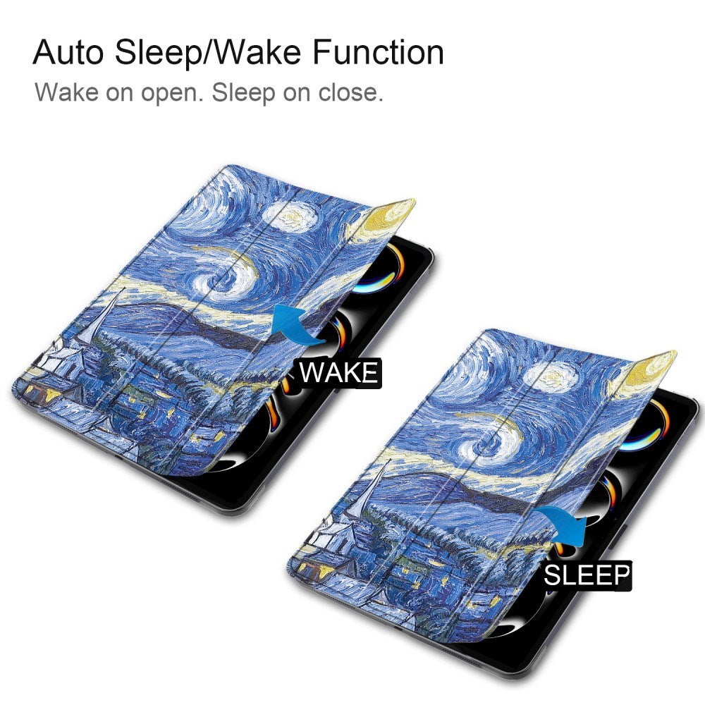 EIDERWOOD iPad Pro 11" (2024) Tri-Fold flip-deksel i kunstskinn med sovefunksjon - Sky