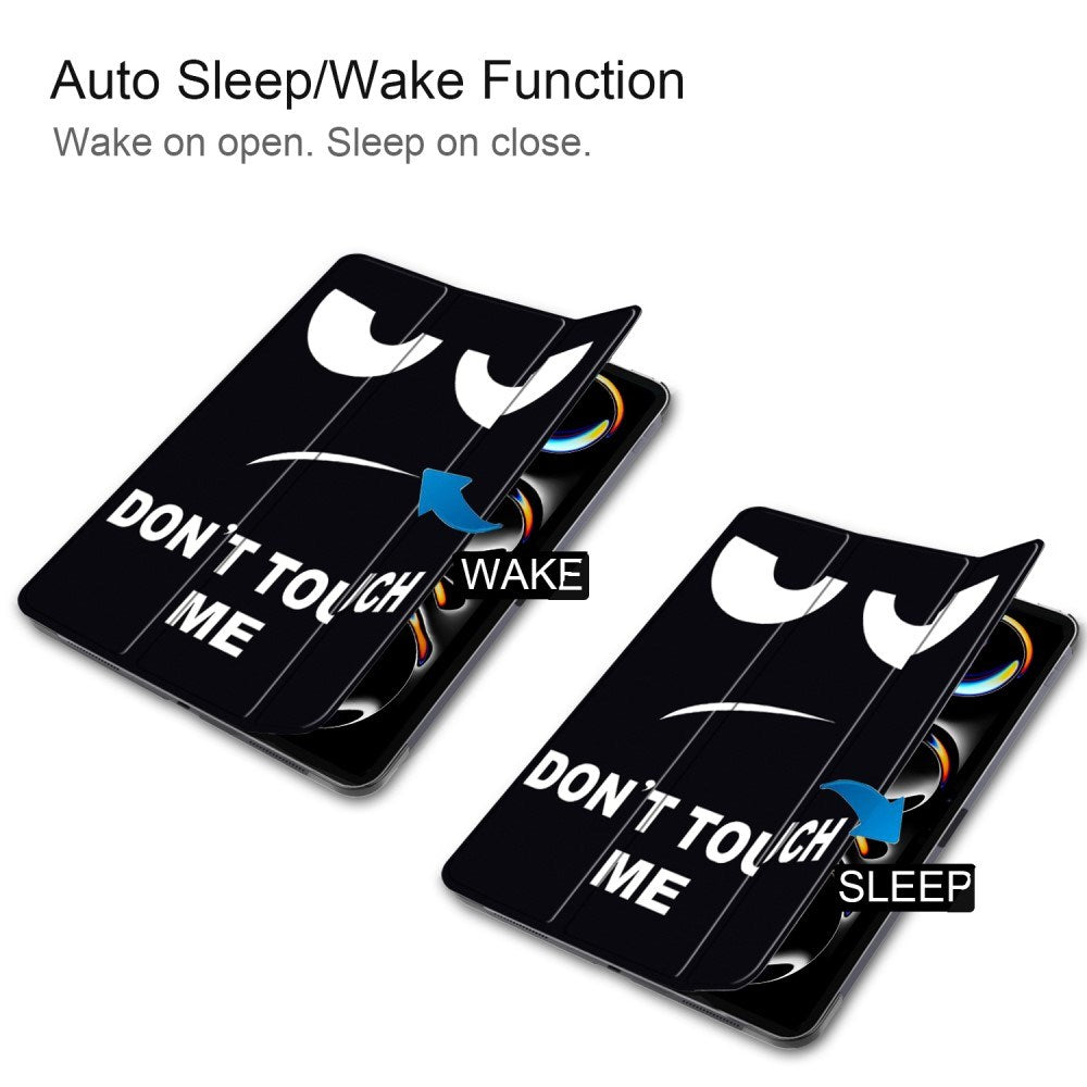 EIDERWOOD iPad Pro 11" (2024) Tri-Fold Faux Leather Flip Cover med sovefunksjon - "Ikke rør meg"