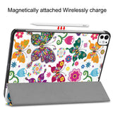 EIDERWOOD iPad Pro 11" (2024) Tri-Fold flip-deksel i kunstskinn med sovefunksjon - sommerfugler