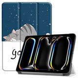 EIDERWOOD iPad Pro 11" (2024) Tri-Fold flip-deksel i kunstskinn med sovefunksjon - Cat