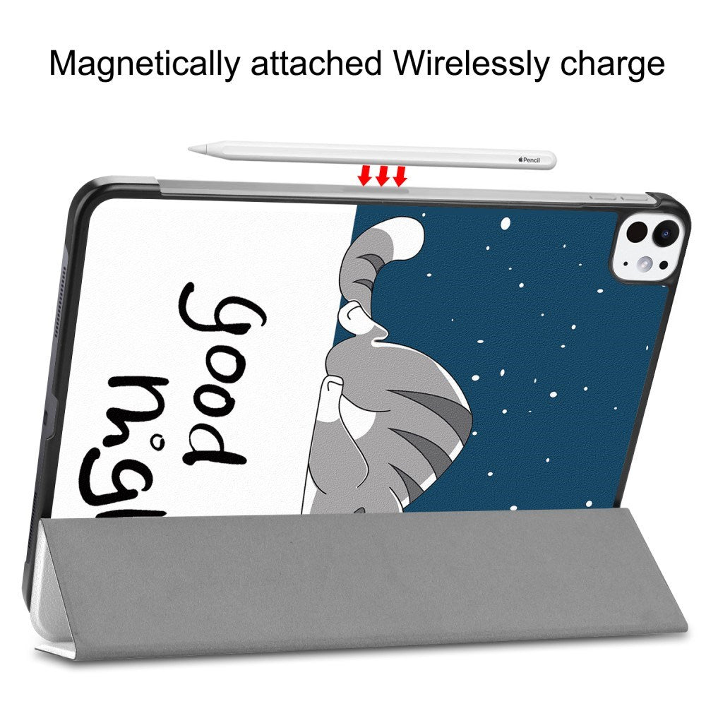 EIDERWOOD iPad Pro 11" (2024) Tri-Fold flip-deksel i kunstskinn med sovefunksjon - Cat