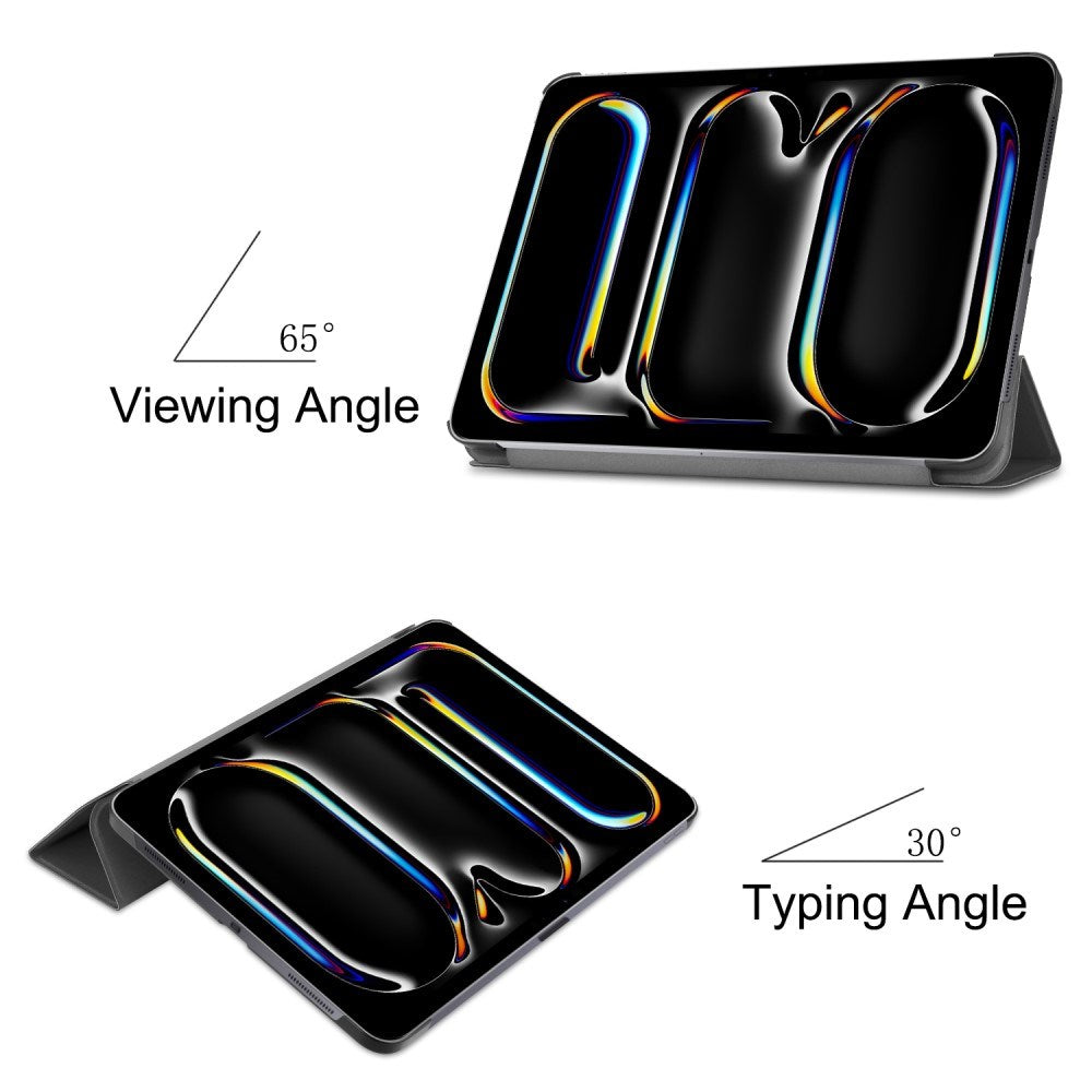 EIDERWOOD iPad Pro 11" (2024) Tri-Fold Leather Flip Cover - Svart