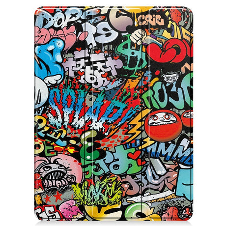 EIDERWOOD iPad Pro 11" (2025 / 2024) Tri-Fold Kunstlæder Flip Cover m. Vågeblus Funktion - Graffiti