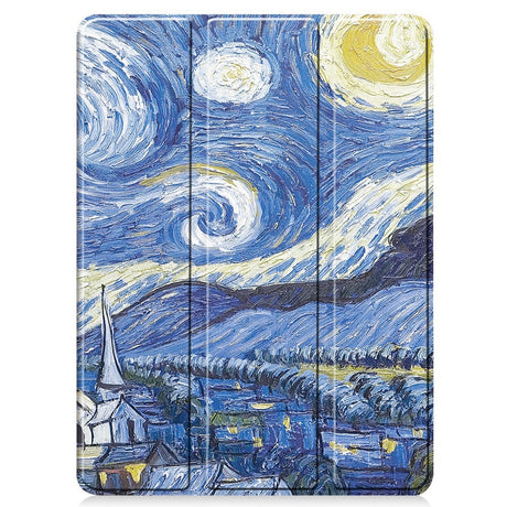 EIDERWOOD iPad Pro 11" (2025 / 2024) Tri-Fold Kunstlæder Flip Cover m. Vågeblus Funktion - Maleri